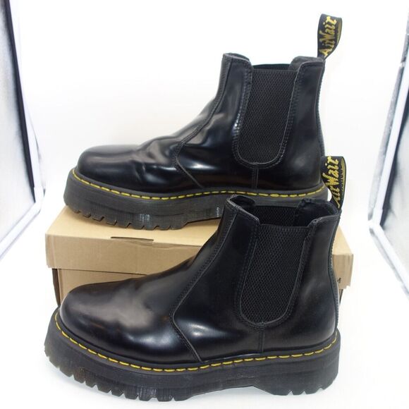NEW Dr. Martens Men\'s 13 2976 Quad Smooth Black Platform Chelsea Leather Boots main image 7